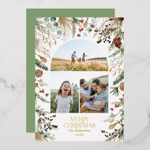 Weihnachten 3 Foto Botanischer Botanischer Blumeng Folien Feiertagskarte