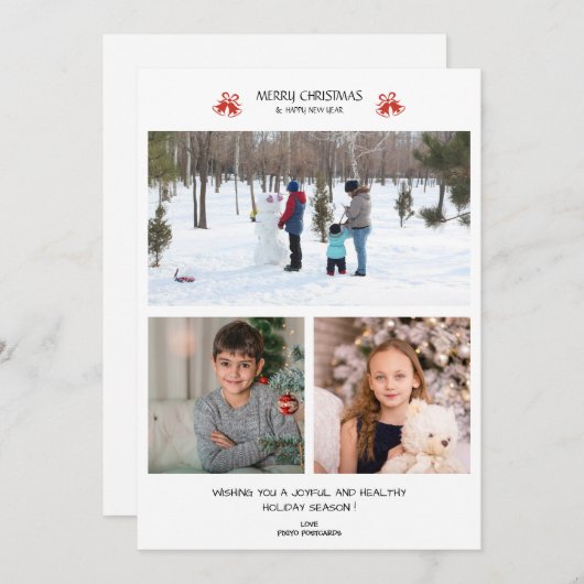 Weihnachten 3 Foto Collage Feiertag Grußkarte (Vorne/Hinten)