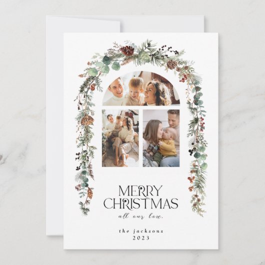 Weihnachten 3 Foto Collage Lotus Pods Urlaubskarte (Vorderseite)