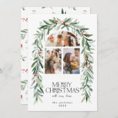 Weihnachten 3 Foto Collage Mistletoe Urlaubskarte (Vorne/Hinten)