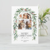 Weihnachten 3 Foto Collage Mistletoe Urlaubskarte (Stehend Vorderseite)
