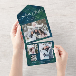 Weihnachten 3 Foto-Gruß QR-Code Feiertagsgrußkarte All In One Einladung