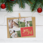Weihnachten 3 Foto Moderne Weihnachtskarte Folien Feiertagskarte<br><div class="desc">Weihnachten 3 Foto moderne Typografie rot,  Folie und weiß Urlaubskarte. Stilvolles grafisches minimales Design,  Teil einer Kollektion. Erhältlich in anderen Farben.</div>