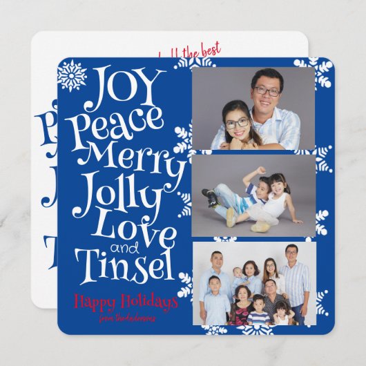 Weihnachten 3 Foto Spaß Simple Blue and White Nied (Vorne/Hinten)