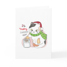 Weihnachten 3 Katze Dipping a Cookie in Milch Weih