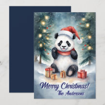 Weihnachten 3 Panda, Happy Holidays, Weihnachtskar