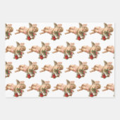 Weihnachten, 3 verschiedene Viktorianische Engel Geschenkpapier Set (Vorderseite)