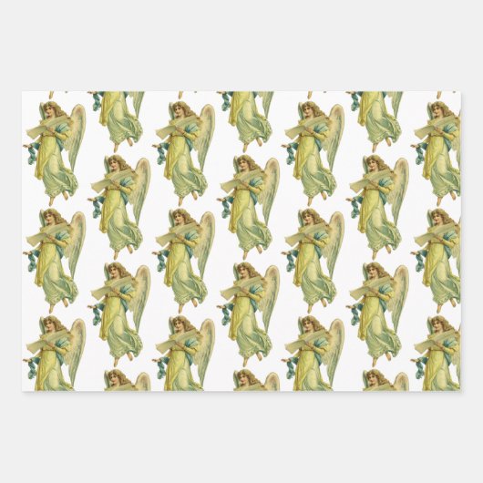 Weihnachten, 3 verschiedene Viktorianische Engel Geschenkpapier Set (Vorderseite 2)