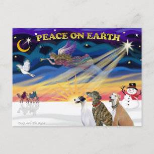 Weihnachten-3 Windhunde Feiertagspostkarte