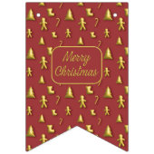 Weihnachten 3D goldenes Mini-Muster Jagdfahnen Wimpelkette (Zweite Fahne)