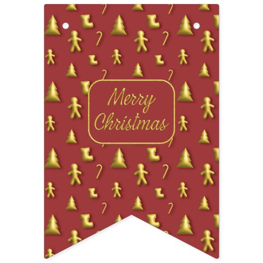 Weihnachten 3D goldenes Mini-Muster Jagdfahnen Wimpelkette (Erste Fahne)