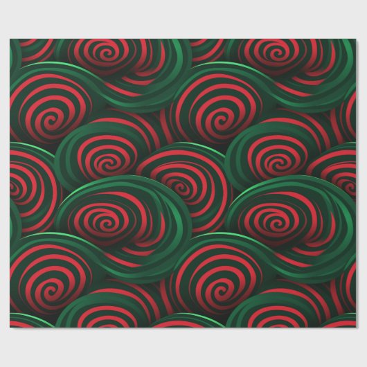 Weihnachten 3D Rot und Grün Swirl Geschenkpapier (Flach)
