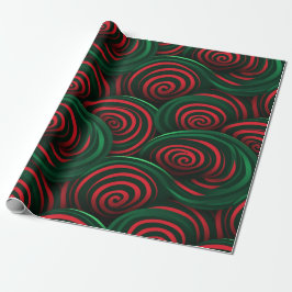 Weihnachten 3D Rot und Grün Swirl Geschenkpapier