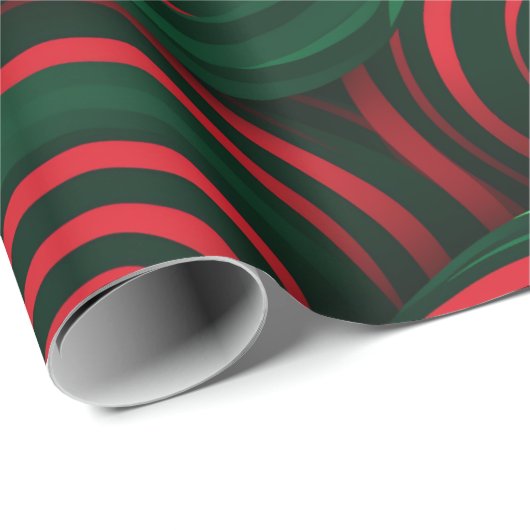 Weihnachten 3D Rot und Grün Swirl Geschenkpapier (Rolleneckpunkt)