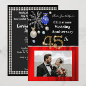Weihnachten 45. Hochzeitstag Schwarz & Gold Einladung (Vorne/Hinten)