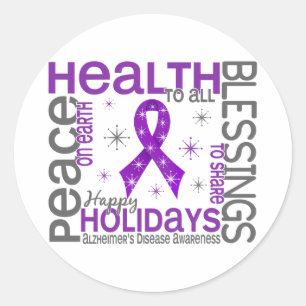 Weihnachten 4 Alzheimer-Krankheit Schneeflocken Runder Aufkleber