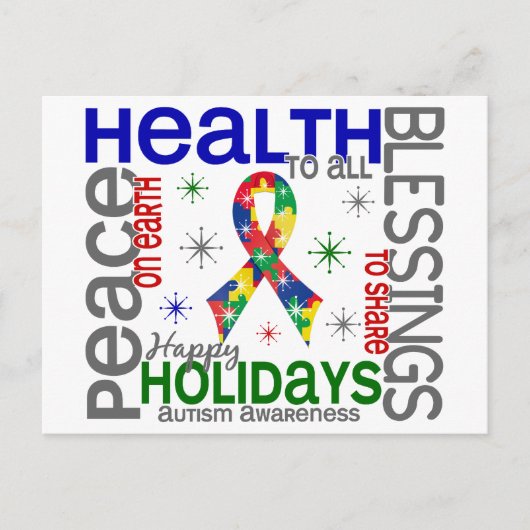 Weihnachten 4 Autismus Schneeflocken (Vorderseite)