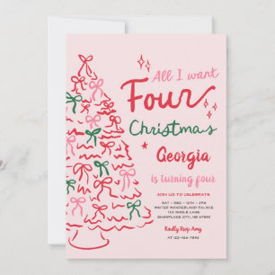 Weihnachten 4. Coquette-Schleife Weihnachtsbaum Ge Einladung