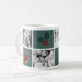 Weihnachten 4 Custom Fotos Mistletoe Green Kaffeetasse (Vorderseite Links)
