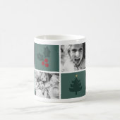 Weihnachten 4 Custom Fotos Mistletoe Green Kaffeetasse (Mittel)