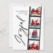 Weihnachten 4 Foto Collage Typografie Moderne Blau (Vorderseite)