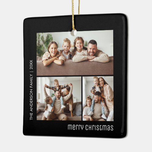 Weihnachten 4 Fotos der Familie Collage Black and Keramikornament (Links)