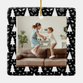 Weihnachten 4 Fotos der Familie Collage Black and Keramikornament (Rückseite)