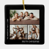Weihnachten 4 Fotos der Familie Collage Black and Keramikornament (Vorderseite)