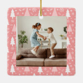 Weihnachten 4 Fotos der Familie Collage Pink Keramikornament (Rückseite)