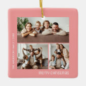 Weihnachten 4 Fotos der Familie Collage Pink Keramikornament (Vorderseite)
