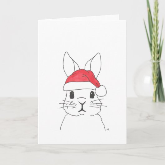 Weihnachten 4 Rabbit in einer Weihnachtsmannmütze  Dankeskarte (Vorderseite)