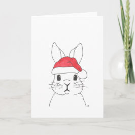 Weihnachten 4 Rabbit in einer Weihnachtsmannmütze  Dankeskarte