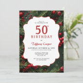 Weihnachten 50. Geburtstag Einladung (Stehend Vorderseite)