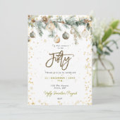 Weihnachten 50 Party Baubles Kiefer Einladung (Stehend Vorderseite)