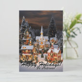 Weihnachten 5 Dorf, glückliche Ferien, Weihnachtsk Einladung (Stehend Vorderseite)