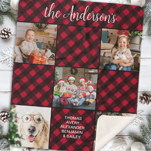 Weihnachten 5 Familienfoto Collage Custom Red Kari Sherpadecke