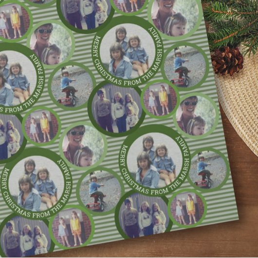 Weihnachten 5 Foto Circle Border with Green Circle Geschenkpapier