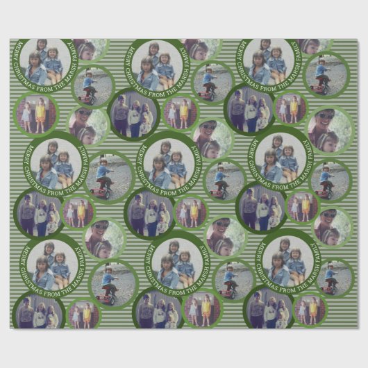 Weihnachten 5 Foto Circle Border with Green Circle Geschenkpapier (Flach)