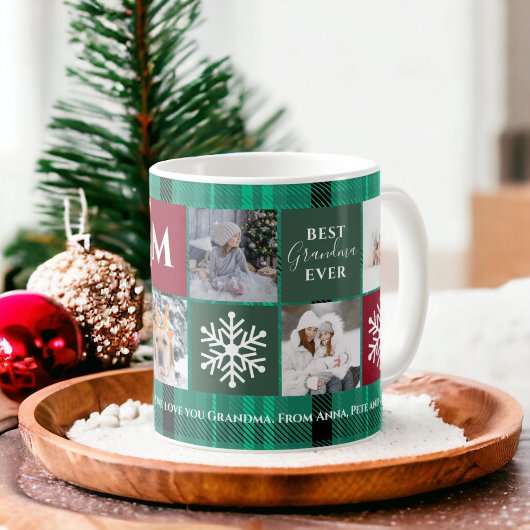 Weihnachten 5 Foto Gitter besten Oma grün kariert Kaffeetasse