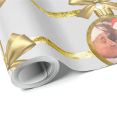Weihnachten 5 Foto Gold Ornamente & Streifen Muste Geschenkpapier (Rolleneckpunkt)