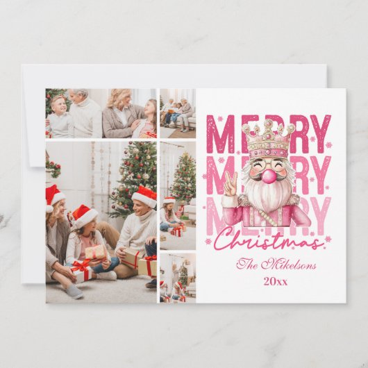 Weihnachten 5 Foto Vintag Pink Nutcracker (Vorderseite)