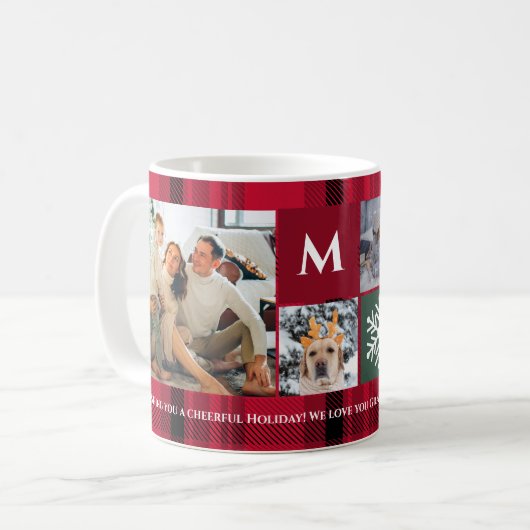 Weihnachten 5 Fotos Gitter besten Oma rot kariert Kaffeetasse (Vorderseite Links)