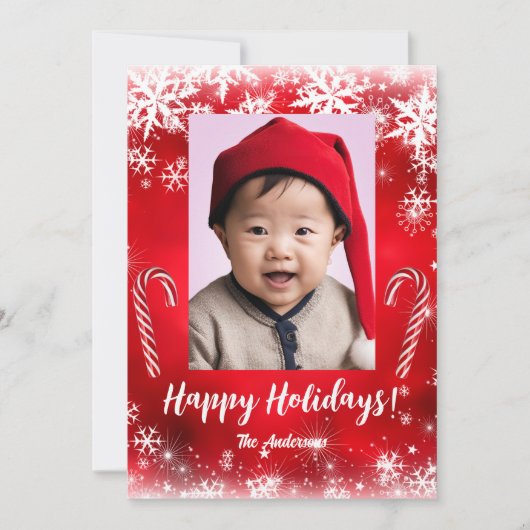 Weihnachten 5 Kind, Happy Holidays! Weihnachtskart Einladung (Vorderseite)