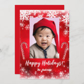 Weihnachten 5 Kind, Happy Holidays! Weihnachtskart Einladung (Vorne/Hinten)