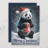 Weihnachten 5 Panda, Happy Holidays, Weihnachtskar Einladung (Vorne/Hinten)