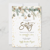 Weihnachten 60 Party Baubles Kiefer Einladung (Vorderseite)