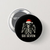Weihnachten 67 Meme Skelett mit Santa Hut für Männ Button (Vorne & Hinten)