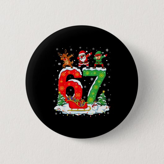 Weihnachten 67 Six Seven Meme Gen Alpha Rentier Sa Button (Vorderseite)