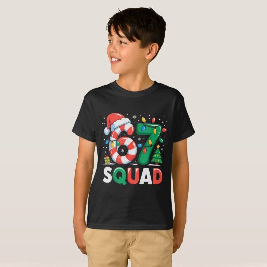 Weihnachten 67 Squad Lustige Candy Cane Lichter Ur T-Shirt (Vorne ganz)