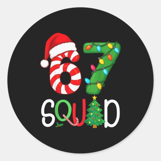 Weihnachten 67 Squad Lustiger Candy Cane und Licht Runder Aufkleber (Vorderseite)
